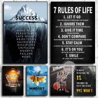 โปสเตอร์ศิลปะสร้างแรงบันดาลใจ,7กฎของชีวิต Mindset,ความสำเร็จวลีผ้าใบงานศิลปะ,ผนังพิมพ์รูปภาพสำหรับห้อง,สำนักงาน,ตกแต่งบ้าน,สร้างแรงบันดาลใจผนังศิลปะ