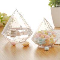 S/M Empty Transparent Diamond Crown Shape Candy Box Creative Plastic Chocolate Petals Container Wedding Birthday Party Gift