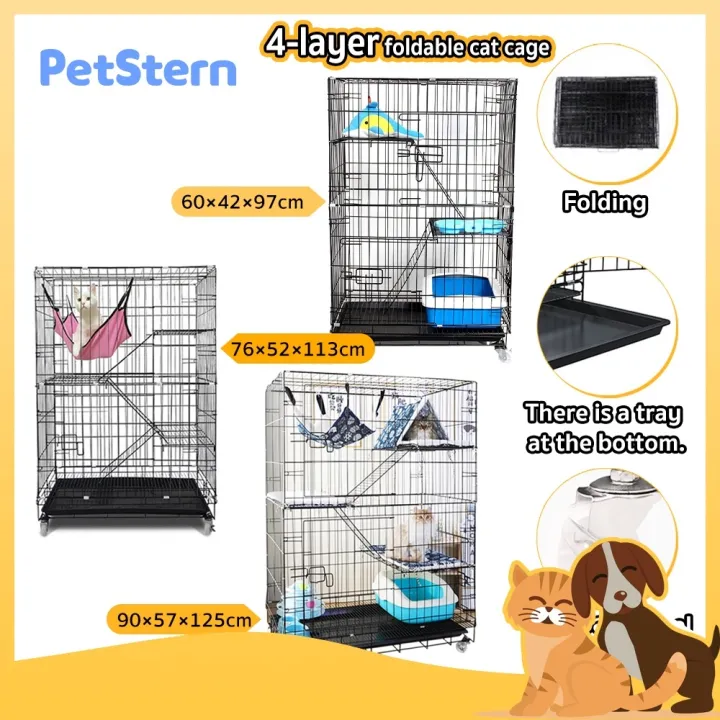 Petstern Collapsible Cat Cage 3 4 Layers With Wheels Large Pet Condo 