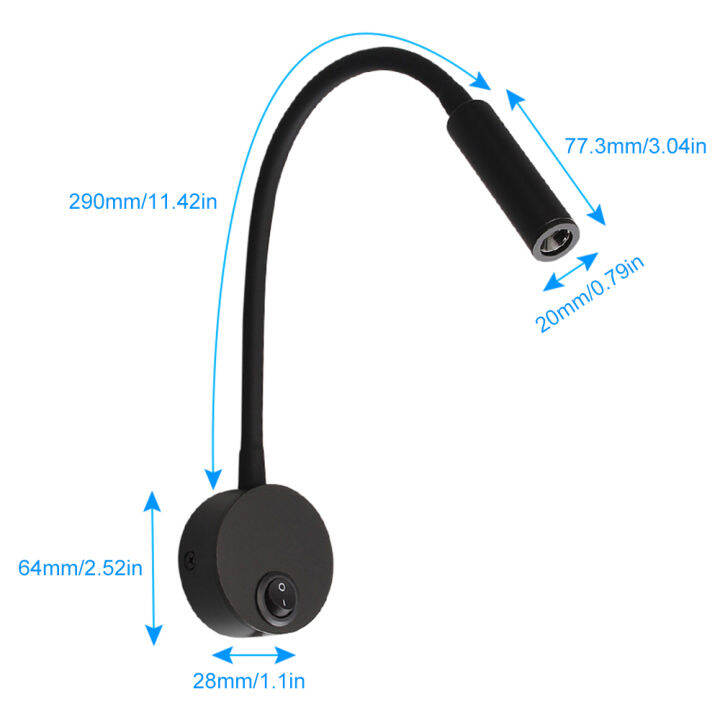 zir-ไฟอ่านหนังสือติดผนังห้างสรรพสินค้าสำหรับห้องนอนไฟ-led-แบบเดินสายพร้อมสวิตช์เปิด-ปิด6500k-โคมไฟติดผนังข้างเตียงสวิงอาร์มมอเตอร์ไซค์