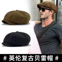 Men 39;s Retro Beret Classic Western Newsboy Cap Spring and Autumn Pure Cotton Retro Octagon Hat Flat Brim Adjustable Peaked Cap