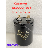 1ตัว Capacitor 55000UF 30V ขนาด65x80mm ของแท้ใหม่ HITACHI สีดำแบบขันสกรู Cหัวน็อต คาปาซิเตอร์ 55000UF 30V Capacitor 55000UF 30V C55000UF 30V C55000UF30V C 55000UF30V คาปาซิเตอร์ค่าสูง