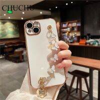 เคสสายคล้องโทรศัพท์แบบสร้อยข้อมือผีเสื้อโลหะชุบหรูหราสำหรับ iPhone 14 Pro Max 14 Pro 13 12 11 MiNi XR XS X 7 8 Plus SE 3