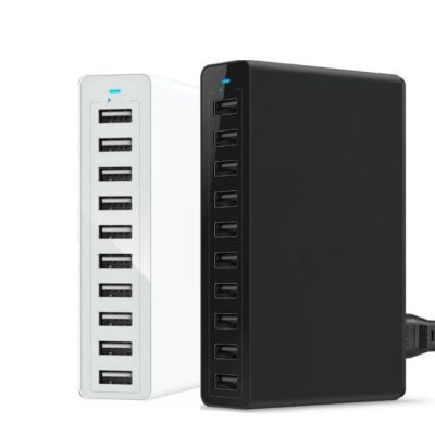 พอร์ตชาร์จเร็ว10พอร์ต USB แท่นชาร์จสถานีพร้อมสาย50W US AU EU UK KR ปลั๊กสำหรับ Iphone Ipad PC KR ที่ชาร์จ USB แบบหลายช่องชาร์จ USB Yuebian