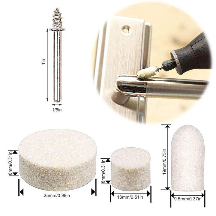 cw-145pcs-wool-felt-mounted-polishing-buffing-wheel-od-3-20mm-grinding-head-for-dremel-drill-rotary-tool-3mm-shank