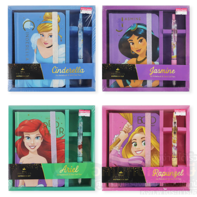 สมุดบันทึก Disney สมุด ลาย Princess Notebook Set ขนาด A6 พร้อม ปากกา จำนวน 1เซ็ท พร้อมส่ง