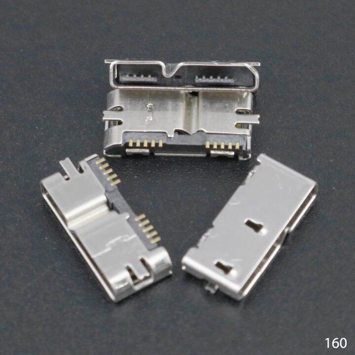 yuxi-2pcs-micro-usb-3-0-b-type-smt-10pin-female-socket-connector-jack-charging-port-for-hard-disk-drives-data-interface