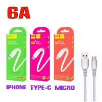 สาย ชาร์จUSB ชาร์จเร็ว 6A รุ่นใหม่ ปี สายชาร์จ iPhone MICRO TYPE-C สายยาว 1เมตรสาย USB FASTER CHARGING ของแท้