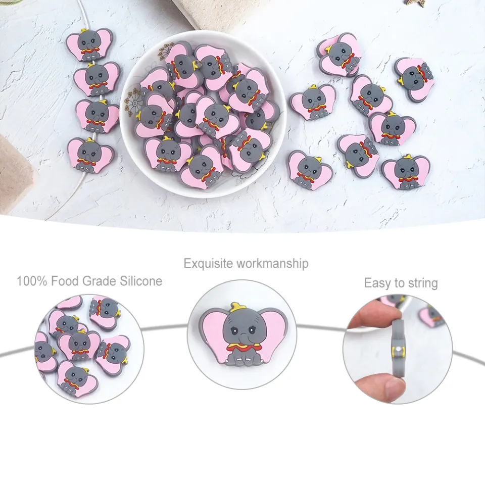 Chenkai 50PCS Elephant Silicone Focal Beads For Beadable Pen Silicone  Charms for Pen Keychain Making New Silicone Character Bead