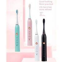 HOKDS Rechargeable Electric Toothbrush Black White Sonic Remove Tartar Oral Hygiene IPX7 Waterproof with Replacement Head Gift Aldult