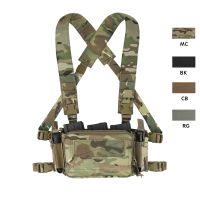 KRYDEX Tactical D3CR Chest Rig Micro Chest Vest With 5.56 / 7.62 Rifle &amp; 9mm Nylon Pistol Magazine Pouch For Duty Belt