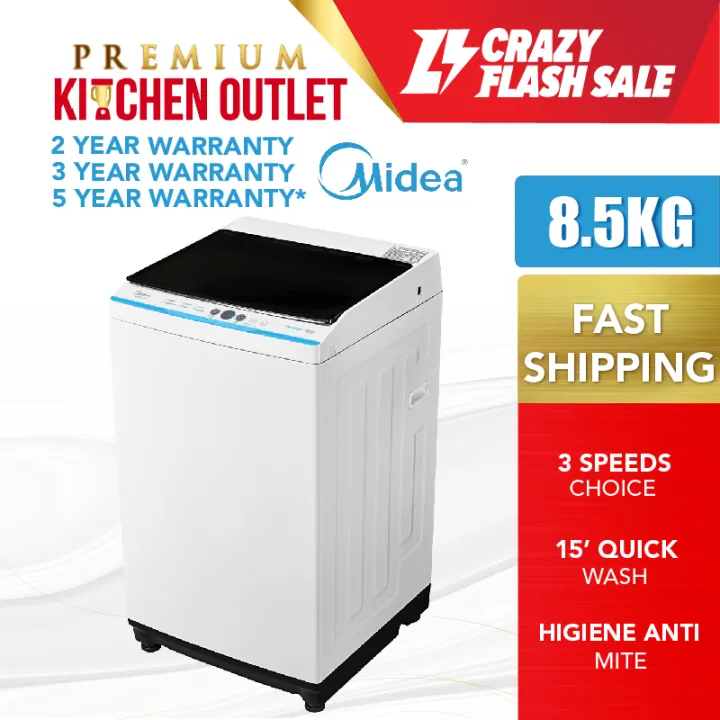 【24H Ship Out】Midea 8.5KG Fully Auto Washing Machine MA100W85/WK/E
