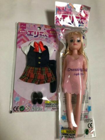 Elly Chan Daiso Daiso Japan Blue Dress Ice Cream Uniform Outfit and Brunette Doll 
