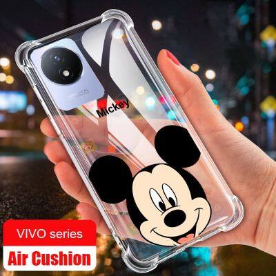 Vivo Y02 Y02s Y16 Y35 Y22 Y22s Y77 Y75 Y55 5G Y30 5G ทนทาน Mickey Mouse ซิลิโคนใสเสริม Air มุมกันน้ำฝาครอบ