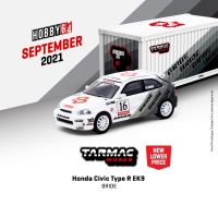 Tarmac Works 1:64 Honda Civic Type R EK9 BRIDE 16 With Container Diecast Model Car