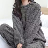 【CC】♗☁✸  ITOOLIN Warm 2 Piece Sets Thicken Ribbed Fleece Set Pullover And Pants Pajama 2023