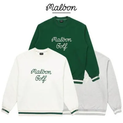 MALBON เสื้อสเวตเตอร์ฤดูใบไม้ร่วงและฤดูหนาวกอล์ฟ MALBON เสื้อสเวตเตอร์ใหม่สำหรับชายและหญิงเกาหลีปักลายแบบเดียวกันเสื้อสวมหัวคอกลมลำลอง