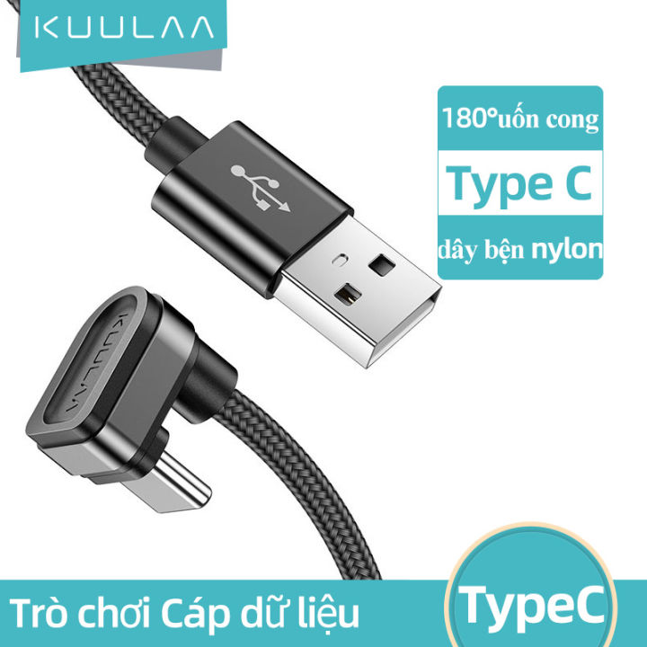 For iPhone 13】【50% OFF Voucher】KUULAA USB C Cable for Samsung S9 S10 Plus  Quick Charge 180 Degree USB Type C Fast Charger Data Cable for Game USB-C  Wire 