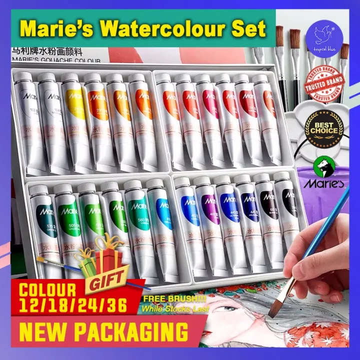 Tropical Blue Marie's Watercolour Paint Set 10ml 12 18 24 36 Colour