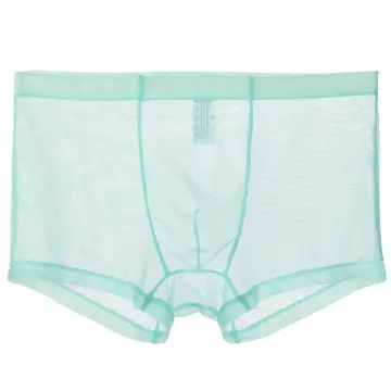Mrshow Men Mesh Sexy Boxer Briefs Thin Transparent Underwear Shorts Trunks  Underpant 2021 New