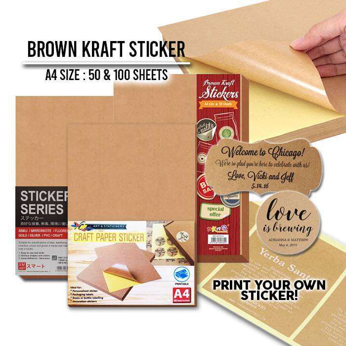 Kaki JImat Inkjet Printable Craft Paper Sticker 100gsm A4 (Kraft ...