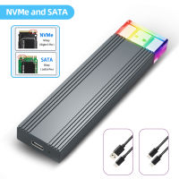 M.2 SSD NVME M2 Hdd Case Enclosure 10Gbps RGB Dual USB-A USB-C Adapter สำหรับ PCIE NVMe NGFF SATA Mb Key SSD Hard Drive กล่อง