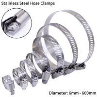 5/10Pcs 6mm 600mm Stainless Steel Drive Hose Clamps Adjustable Tri Gear Worm Fuel Tube Water Pipe Fixed Clip Spring Cramps