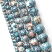 Free Shipping Natural Dark Blue Dots Rainbow Stones Round Spacer Loose Beads For Necklace Bracelet Charms Jewelry RBSB02