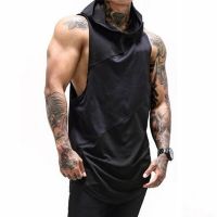 Brand Clothing Bodybuilding Muscle Guys Fitness Mens Gym Hooded Tank Top Vest Stringer Sportswear Cotton Sleeveless Shirt Hoodie