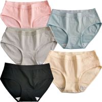 5Pcs/Pack Womens Cotton Mid Waist Panties Solid Color Girls Panti Briefs Ladies Triangle Underwear Woman Underpants Lingerie New