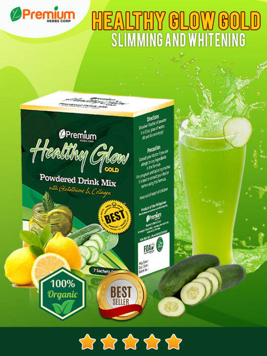 Original Healthy Glow Gold Fiber Powder Juice Drink with Stevia L