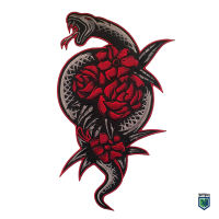 Red Flower Snake Large Back Patch for Custom Biker Vest