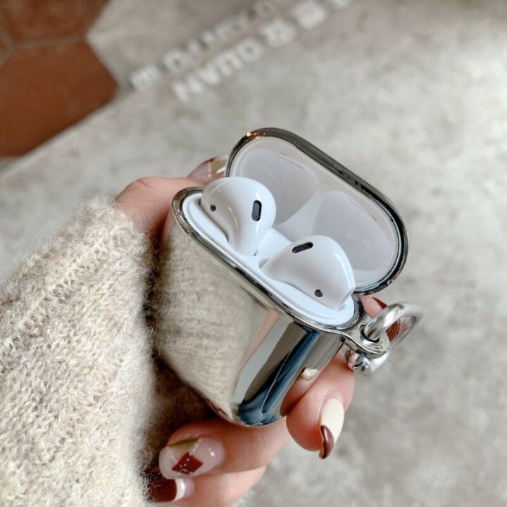 xnyocn-electroplate-earphone-case-for-airpods-1-2-3-simple-protective-cover-for-airpods-pro-case-silver-metal-with-keychain-box