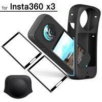 อุปกรณ์ป้องกันหน้าจอ X3 Insta360แบบ3ใน1 + เคสป้องกันสำหรับฝาเลนส์ซิลิโคน X3 360 &amp; ฟิล์มยืดหยุ่นและอุปกรณ์เสริมสำหรับฝาปิดเลนส์