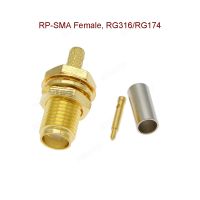 5pcs/lot RP-SMA Female Connector Center Nut Bulkhead Crimp RG174 RG316 LMR100 Cable RF Connector Gold Plated 50 Ohm