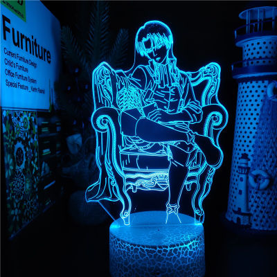 Attack an Titan Anime 3d Lamp Levi Rivaille Figure Nightlights Rival Ackerman Decor Home Lampara Lighting Colorful Changing Lamp