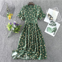 2021 New Vintage Love Heart Print Dress Women Sweet Cherry Print V Neck Midi Bandage Dress Female Holiday Party