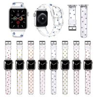 ஐ Fruit Print Clear Wristband Sport Strap for Apple Watch Series 7 6 5 4 SE 3 2 1 Cute Fashionable Watch Wristband for iWatch