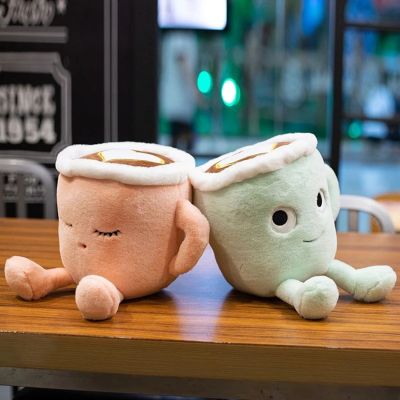 LIAND ตุ๊กตาการ์ตูนของเล่นเด็กน่ารักแก้วกาแฟตุ๊กตา Plushie ของเล่นนุ่มแก้วกาแฟตุ๊กตาผ้ากำมะหยี่แก้วกาแฟตุ๊กตาหนานุ่มซากุระลาเต้ชาเขียวญี่ปุ่น