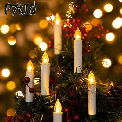[P7tJd] 20ชิ้นเทียน LED ของตกแต่งต้นไม้คริสต์มาส,เทียนสีขาวอบอุ่นตกแต่งเทศกาล