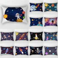 Blue Star Planet Polyester Cushion Cover 30x50cm Double Sided Print Rocket Spaceman Baby Sofa Pillow Cover Bedrrom Pillow Case