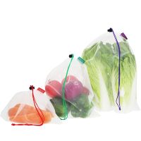 5pcs Colorful Reusable Fruit Vegetable Bags Net Bag Produce Washable Mesh Bags Kitchen Storage Bags Toys Sundries