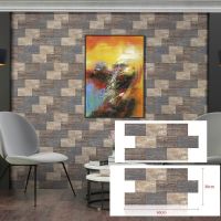 ﹍✺▽ 5 PCS 30x60CM Self Adhesive Retro Brick Wall Stickers Waterproof Thickened PVC Wallpaper For Wall Decorative Renovation Stickers
