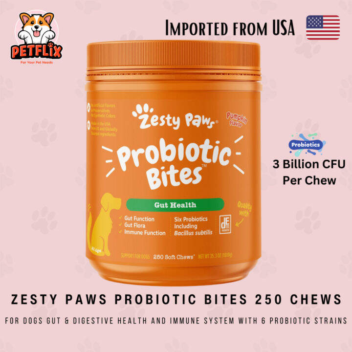 Zesty Paws Probiotic Bites for Dogs Probiotics for Gut Flora, Digestive