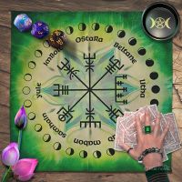 Moon Phase Rune Tarot Tablecloth Mandala Altar Cloth Velvet Oracle Cards Pad Pagan Spiritual Pendulum Witchcraft Astrology Mat