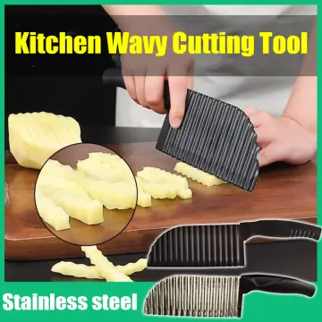 Crinkle Potato Cutter Stainless Steel Waves French Fries Slicer Handheld  Chipper Chopper, Vegetable Salad Chopping Knife Home Kitchen