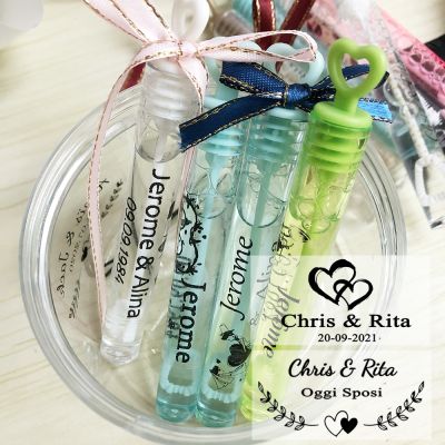 hot！【DT】☾○♕  1984- 100PCS Wedding bubble Labels Personalized  Transparent Stickers Wand Label Clear Custom Favor stick