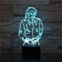 【☄New Arrival☄】 yisiguyi0 Johnny Hallyday โคมไฟ3d ภาพลวงตา Led ข้างเตียง Usb สัมผัส Rgb 7สีเปลี่ยนโต๊ะนักร้องไฟกลางคืนตกแต่ง Lampu Hias เด็ก