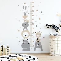 Baby Height Measurement Stickers Home Decor Cartoon Animals Wall Sticker Nursery Wallpaper Art Decals for Kids Room Decoration
