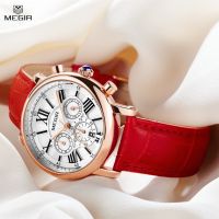 【YF】✳  MEGIR Luxury Leather Wristwatch Womens Reloj Mujer 2058